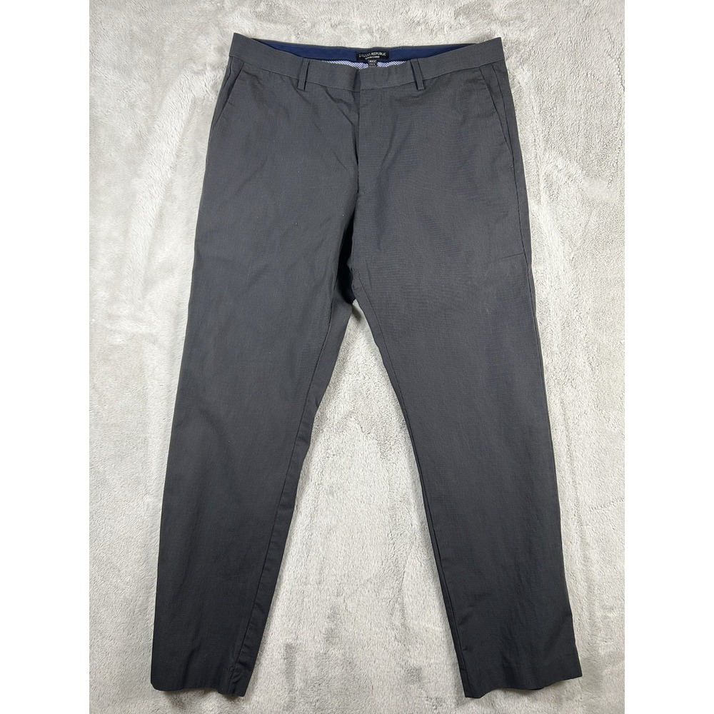 Banana Relpublic Gavin 100% Cotton Men's Chino Pants 36x32 Striped Gray